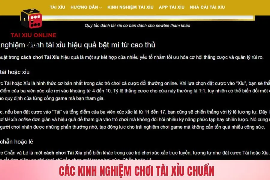 Các kinh nghiệm hay để chơi tài xỉu chuẩn