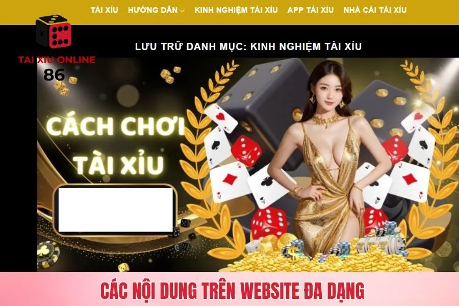 Các nội dung trên website đa dạng