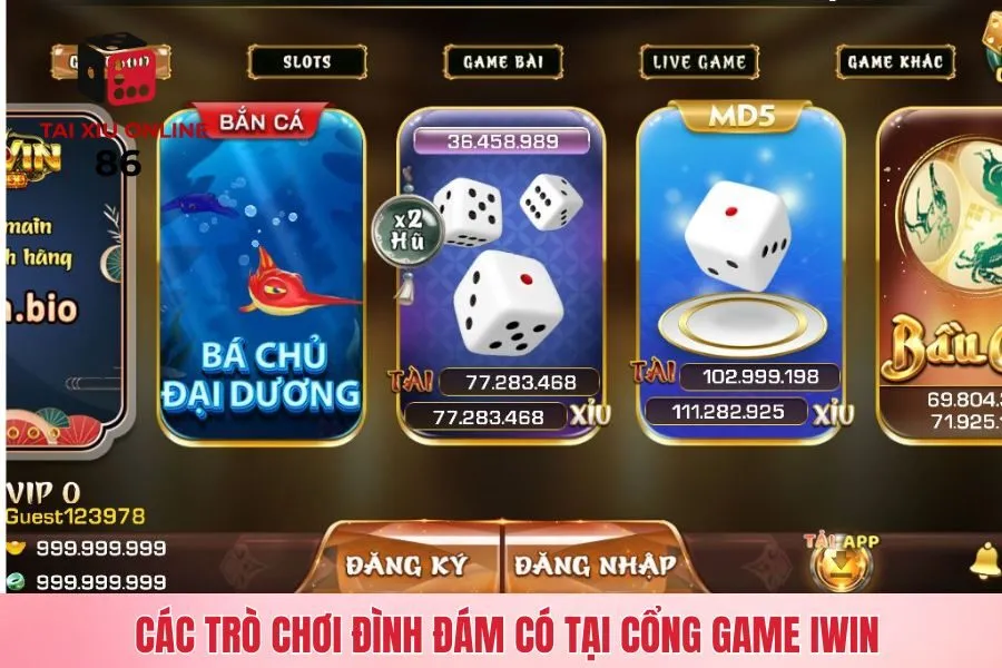 Các trò chơi đình đám có tại cổng game IWIN