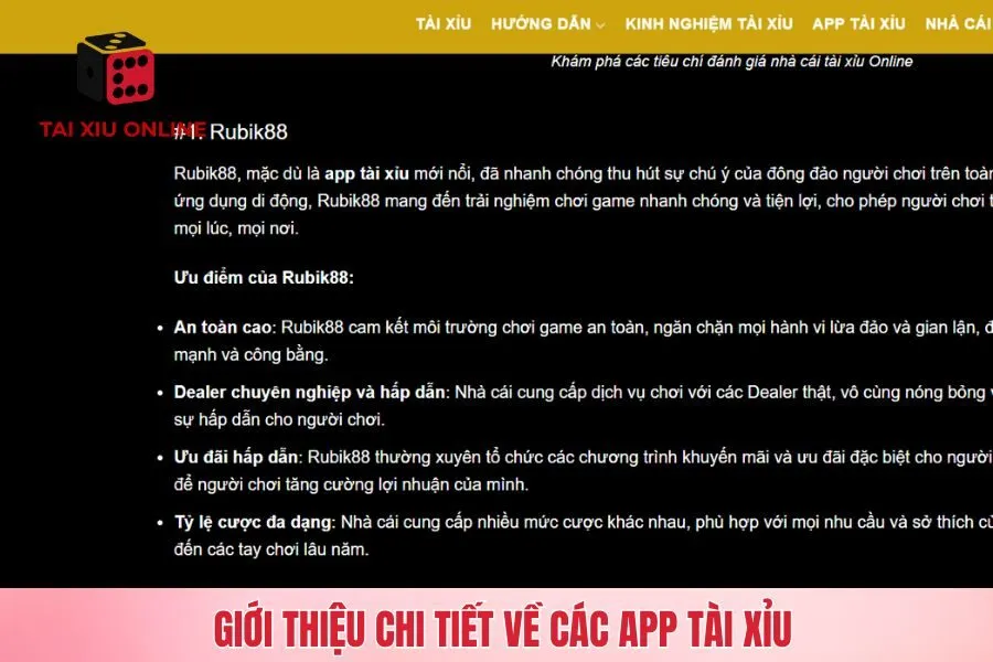 Giới thiệu chi tiết về các app tài xỉu