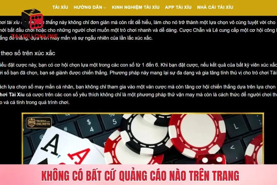 Không có bất cứ các quảng cáo nào trên trang