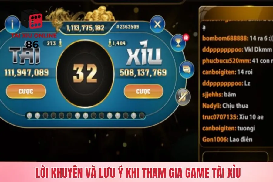 Lời khuyên và lưu ý khi tham gia game tài xỉu