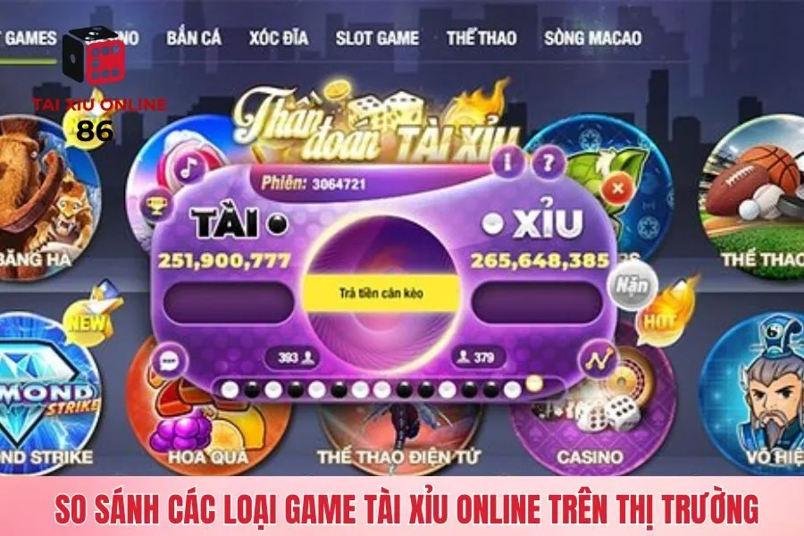 So sánh các loại game tài xỉu online trên thị trường